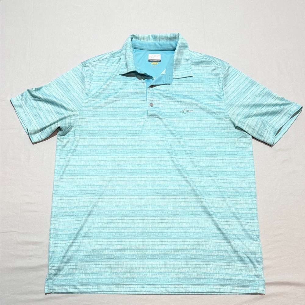 Greg Norman Collection Aqua/Teal Striped Men’s Polo Size L